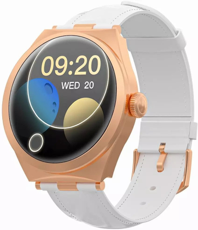 Smartwatch Gravity GT25-5, ekran i zgjuar, rrip i bardhë, rozë ari