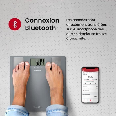 Интелигентна вага Terraillon Smart Connect, мерење импеданса, сива