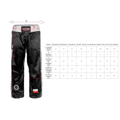 Pantallona kickbox Masters SKBP-100W, poliestër, të bardha