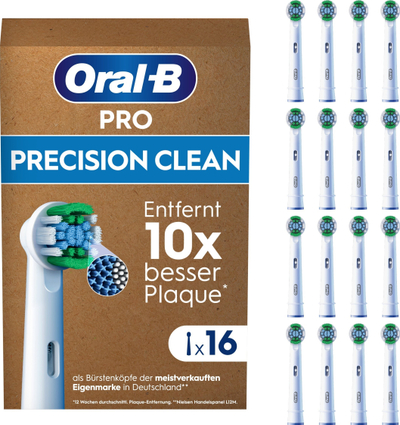 Koka furçe elektrike Oral B Precision Clean, set me 16 copë, e bardhë