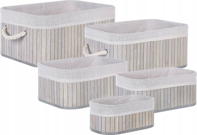 Set shporta organizuese Beliani Talpe, 5 copë, bambu, gri