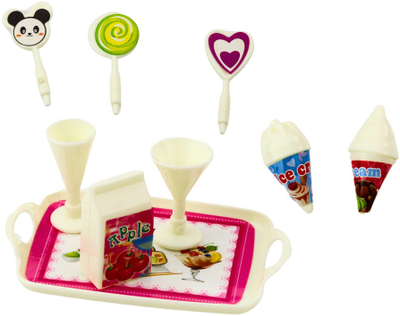 Set kukulle mini LeanToys, me aksesorë ëmbëlsirash, fustan blu