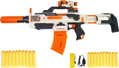 Pistole lodër Leantoys Blaster, darts shkumë, elektrike, portokalli e bardhë