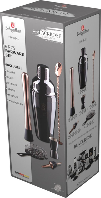 Set bartenderi Berlingerhaus BH-8546, 6 pjesë, çelik inox, i zi