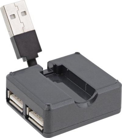 Hub USB InLine 2.0, 4 porta USB A, kabllo 4 cm, i zi