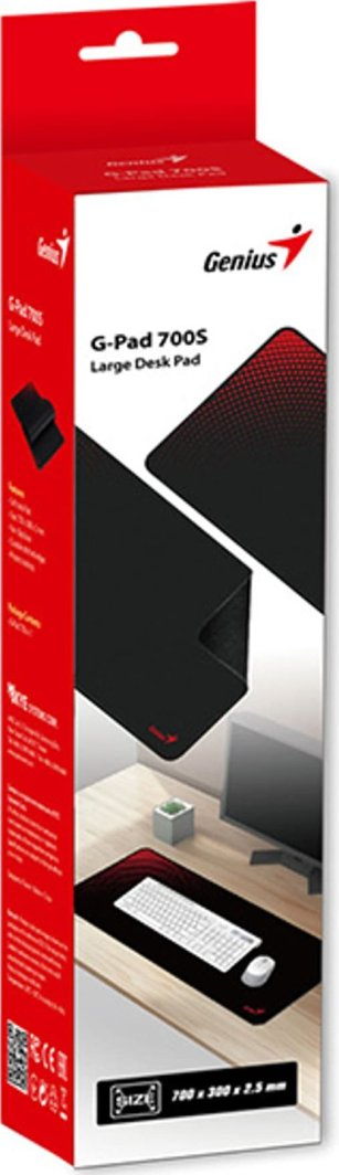 Mousepad Genius G-Pad 700S, 2.5 mm, tekstil, i zi me të kuqe
