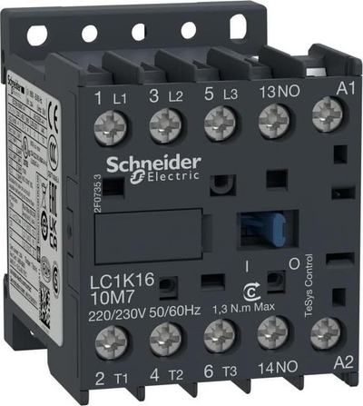 Kontaktor fuqie Schneider Electric TeSys K, 16A, 3P 1NO, spirale 230VAC
