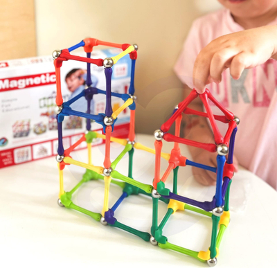 Set ndërtesash magnetike WOOPIE Magnetic Construction Blocks Puzzle, 110 pjesë, për kalamaj 3+