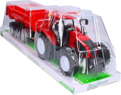 Lodër traktor me rimorkio Macyszyn Toys, rimorkio që ngrihet, plastikë, jeshile me të kuqe