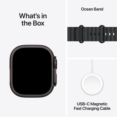 Apple Watch Ultra 3 Cellular 49mm Black Titanium Case with Black Ocean Band