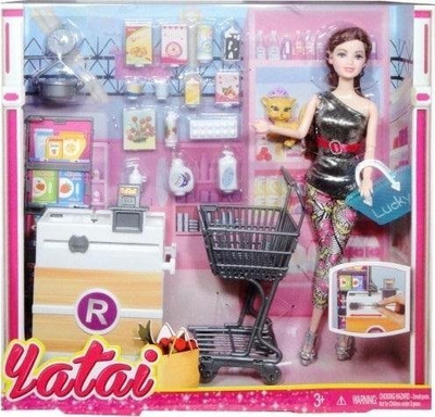 Kukull Swede Doll in the Supermarket, set supermarket, me aksesorë, shumëngjyrëshe