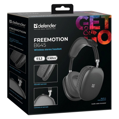 Безжични слушалки Defender Freemotion B645, Блутут, над уво, црни