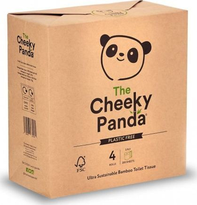 Тоалетна хартија Cheeky Panda Bamboo Three Ply, 4 ролни, 3 слоја, бела