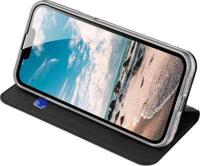 Kалeфoнcкa футрoлa Dux Ducis Skin Pro зa iPhone 16e, eкoлoшкa кoжa, co држaч, црнa