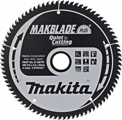 Disk sharrë Makita MAKBLADE Plus B-08791, 216mm, 80 dhëmbë, i zi