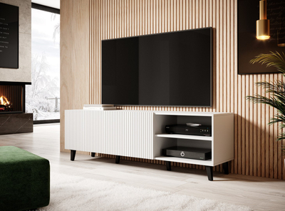 Kredencë TV Cama Meble Pafos, 150x42x52cm, MDF, e bardhë mat