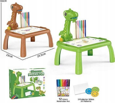 Tavolinë vizatimi me projektor dinosauri Bigtoys BTA9320, për kalamaj, jeshile