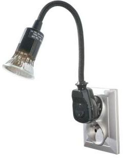 Llambë muri plug in me LED, krah fleksibël, e zezë