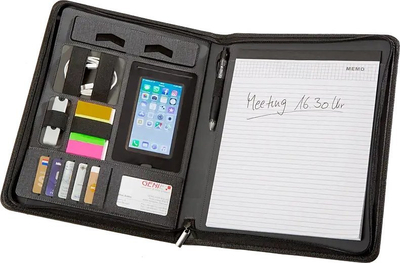 Organizues personal Genie 12668, A4, lëkurë artificiale edhe najlon, i zi