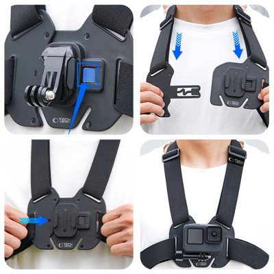 Mbajtëse gjoksi për kamera Tech-Protect GA100, për GoPro DJI, e zezë