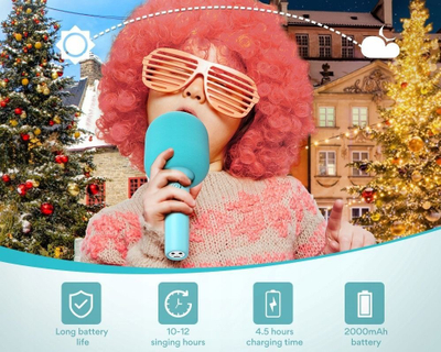 Mikrofon karaoke Bluetooth Maono MKP100, altoparlant 20 m, 8 efekte zanore, i kaltër