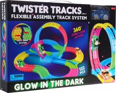 Патека за трки Twister Tracks, 132 елементи, со ЛЕД, повеќебојна