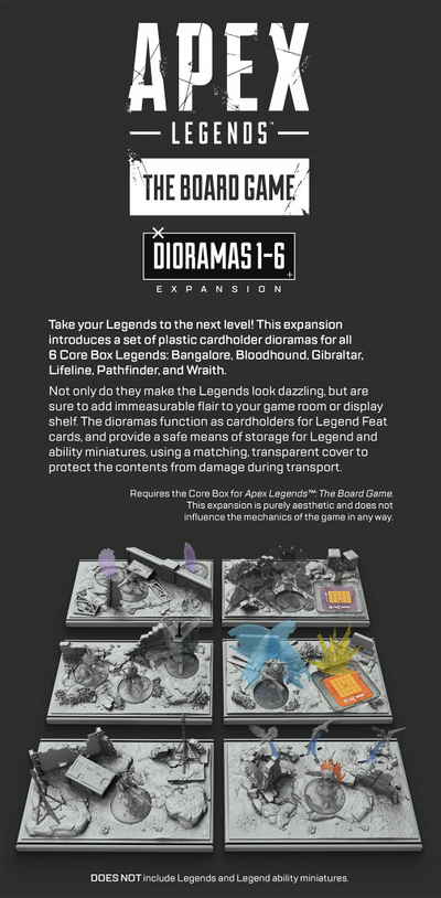 Ekspansion Bordi Apex Legends Dioramas 1-6, set diorama plastike, aksesor për lojën bazë, shumëngjyrëshe