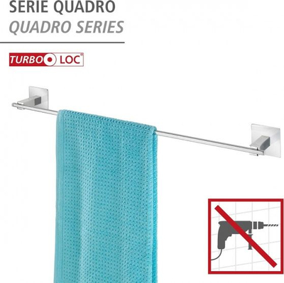 Mbajtëse peshqiri Wenko Quadro, vetëngjitëse, 40 cm, argjendi