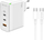 Karikues muri JELLICO C118 GaN PD, 100W, 2xUSB C 1xUSB QC3.0 me kabllo USB C, i bardhë