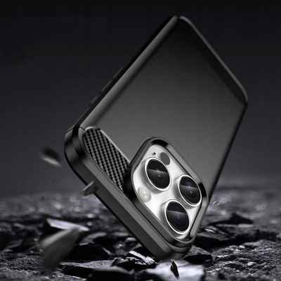 Силиконска карбон футрола за телефон Apple iPhone 16 Pro Max, заштитна, црна