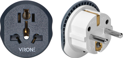 Adapter udhëtimi Virone TA-5, UK USA AU në EU, universal, i bardhë