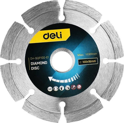 Disk diamant Deli EDH-SQP100-E1, 100 x 16 mm, 15300 rpm, ngjyrë argjend