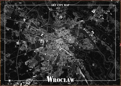 Poster dekorativ Art-Map, Wrocław, A1, bardh e zi