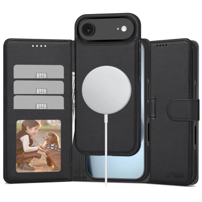 Këllëf-portofol Tech-Protect Wallet MagSafe, për iPhone 17 Air, me mbajtëse kartash, i zi mat