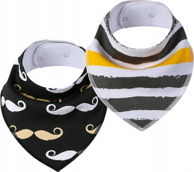 Set bluzëza pambuku Simed Cotton Bib Mustache, 2 copë, shumëngjyrëshe