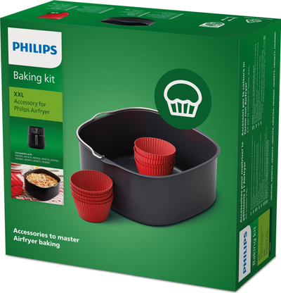 Tavë pjekjeje Philips HD9957/00 për Airfryer XXL 5000 Series, me 9 forma silikoni, e përshtatshme për enëlarëse
