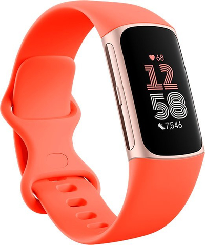Byzylyk i mençur Fitbit Charge 6 me ekran AMOLED, që s’i trembet ujit, ngjyrë shampanjë
