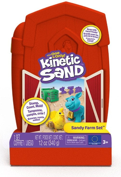 Set loje Spin Master Kinetic Sand Sandy Farm, rërë kinetike, temë fermë, shumëngjyrësh