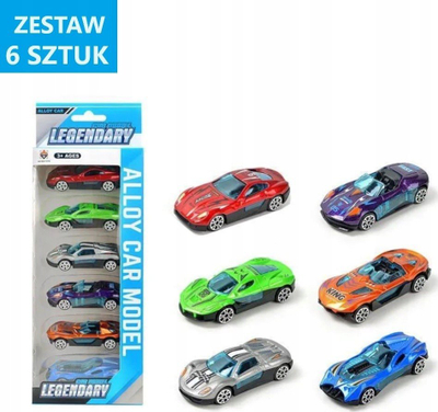 Set lodrash LEGENDARY Alloy Car Model, 6 makina metalike, shumëngjyrëshe