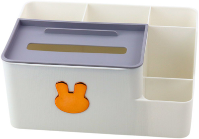 Organizues tavoline me kuti shamiçash Gold Rabbit, plastik, i bardhë