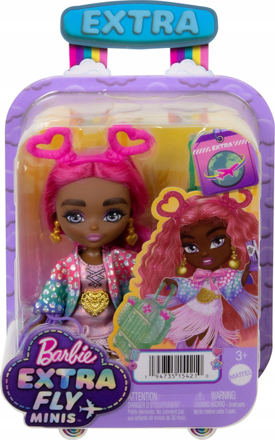 Kukull Barbie Extra Fly Minis Travel, 14 cm, set me gërneta, shumëngjyrëshe