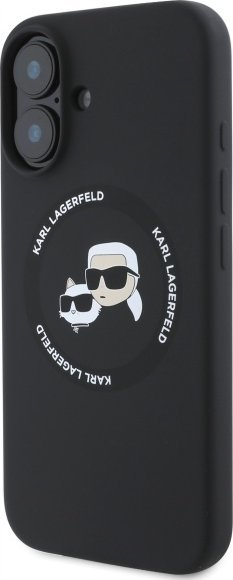 Mbulesë telefoni Karl Lagerfeld Liquid Silicone K&amp;CH Heads MagSafe, për iPhone 16, e zezë