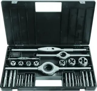 Set filiere dhe tapa Modeco Expert, M3 M12, 31 copë, kuti plastike e zezë