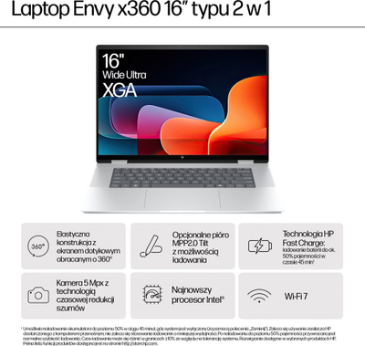 Laptop HP ENVY x360 16-ac0000nw, 16", Intel Core Ultra 7 155U, 16GB RAM, 1TB SSD