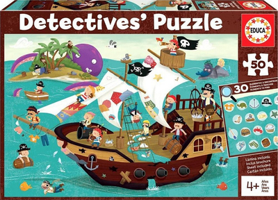 Puzzle Educa Detective Anija e Piratëve G3, 50 copa, shumëngjyrëshe