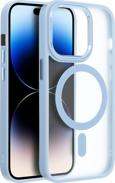 Mbrojtëse telefoni Silicone Matte Mag, iPhone 12 Pro Max, MagSafe, blu transparente