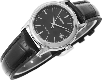 Orë dore Casio LTP-V002L-1A, për femra, analog, e zezë