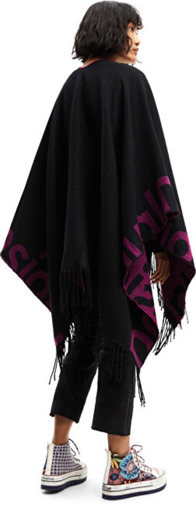 Pelerinë Desigual Poncho Paris, vjollcë/ e zezë