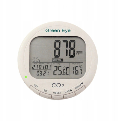 Matës parametrash ajri Az Green Eye 7798, CO₂, temperaturë edhe lagështi, me ekran LCD, i bardhë