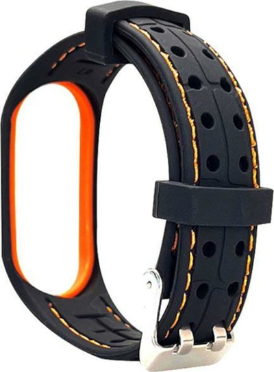 Rrip silikoni Beline për Xiaomi Mi Band 3/4, black orange, zi me portokalli